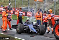 Gasly Fastest After Fiery Sargeant Crash Ends Practice